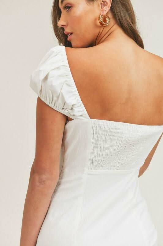 Athena White Cap Sleeve Bodycon Mini Dress -  BohoPink