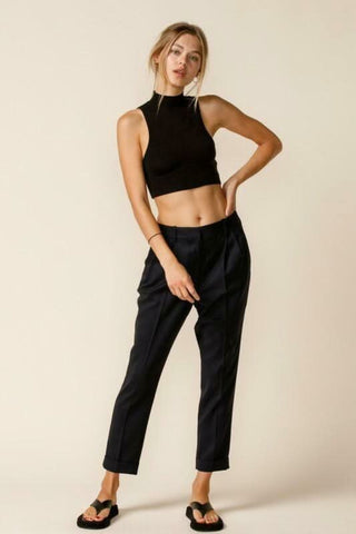 Serendipity Black Mock Neck Crop Sweater Top - Outfit View