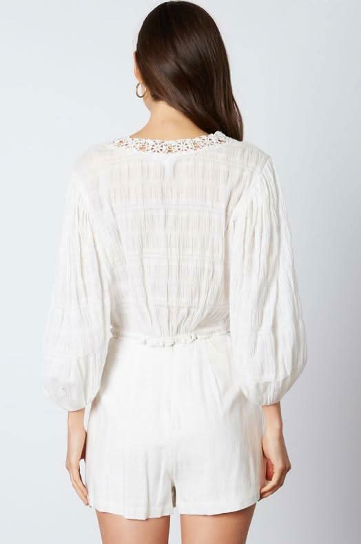 Helena White Crochet Lace Crop Top -  BohoPink