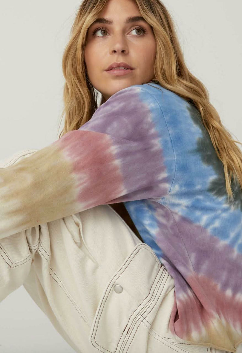 Tie Dye Long Sleeve Crop Top 