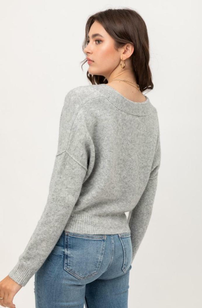 Keep It Cozy Heather Grey Cropped Cardigan Sweater -  BohoPink