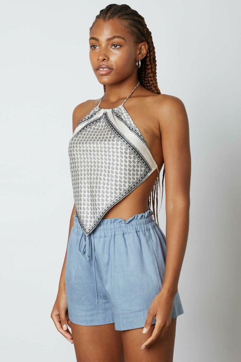 Everyday Slate Blue Smocked Waist Shorts -  BohoPink