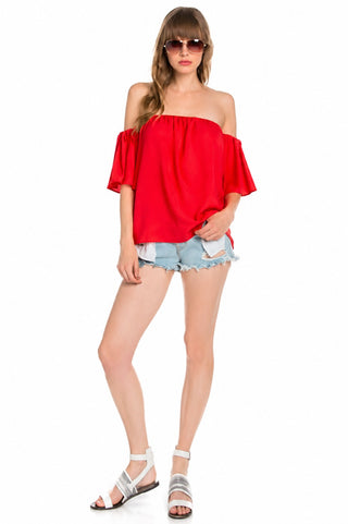 Lucid Red Off-The-Shoulder Top - Outfit View