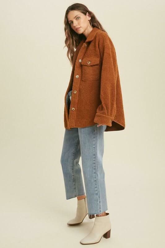 Hang With Me Gucci Brown Teddy Shacket -  BohoPink