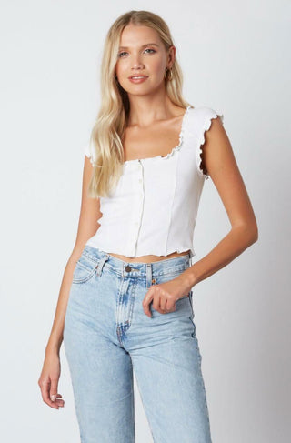 What You Want White Button-Down Cropped Tank Top outfit view