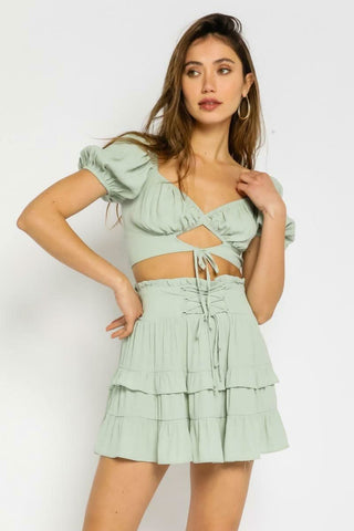 Two-Piece Puff Sleeve Dress 