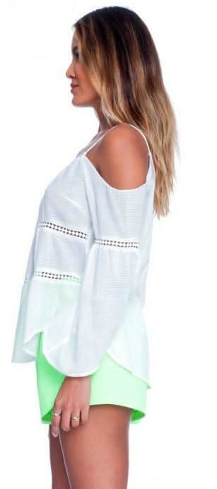 Long Sleeve Tops - Lush Follow The Leader Off White Cold-Shoulder Top - Side View