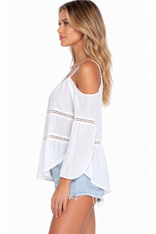 Lush Follow The Leader White Cold-Shoulder Top - Side View