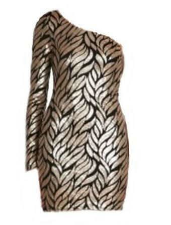 Gold and Black Sequin Mini Dress