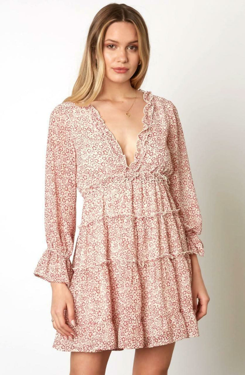  Red Floral Mini Dress 