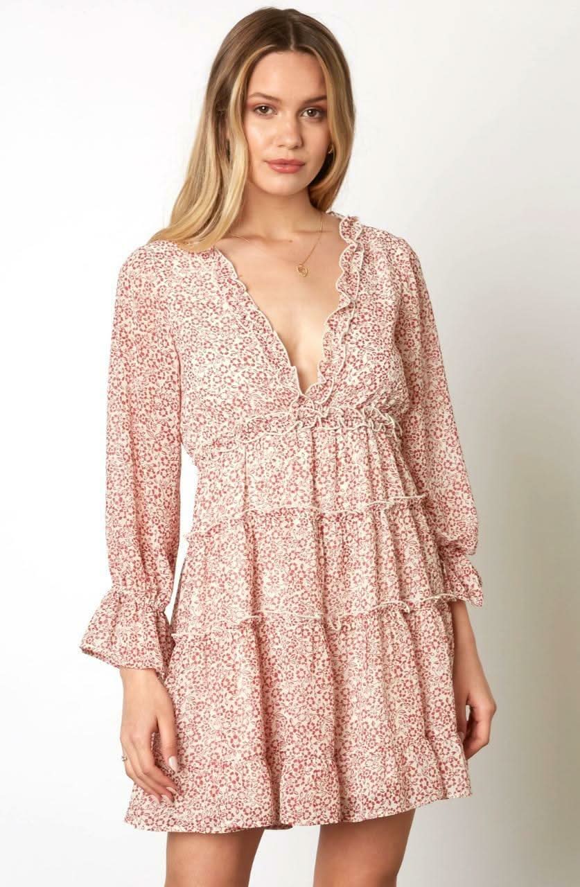  Red Floral Mini Dress 