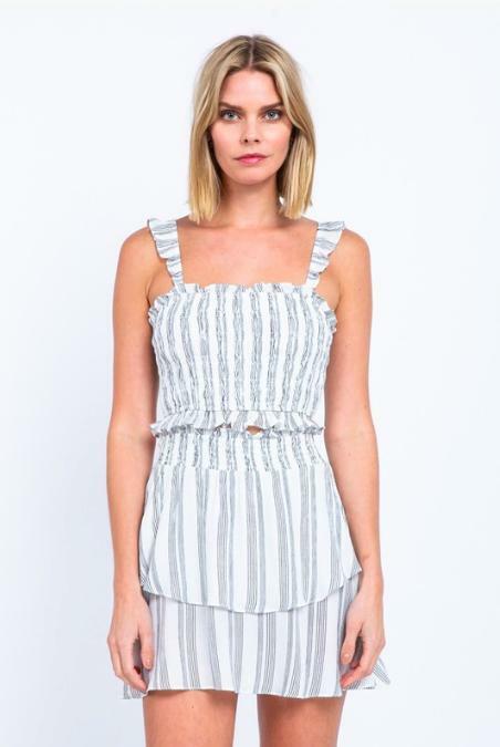 White Striped Two-Piece Dress 
