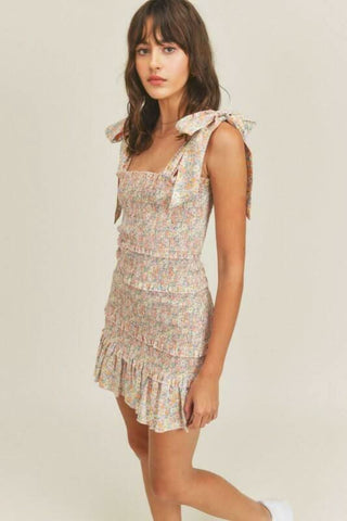 Brooke Pink Floral Print Dress side view
