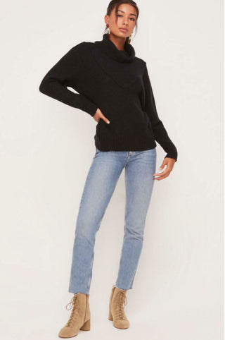 Joel Black Cowl Neck Sweater - Outfit View