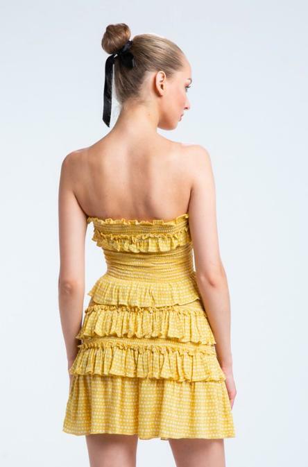 Allie Yellow Boho Print Smocked Two-Piece Dress -  BohoPink
