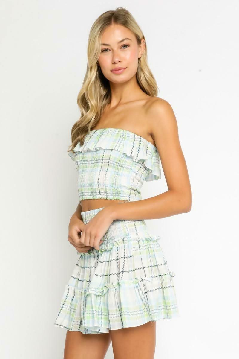 Green Plaid Dress Set