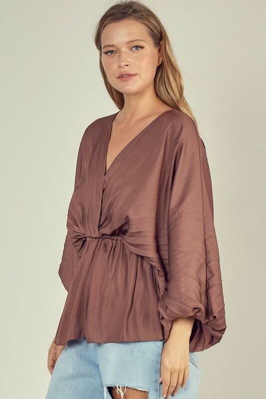 Dolman Sleeve Surplice Blouse