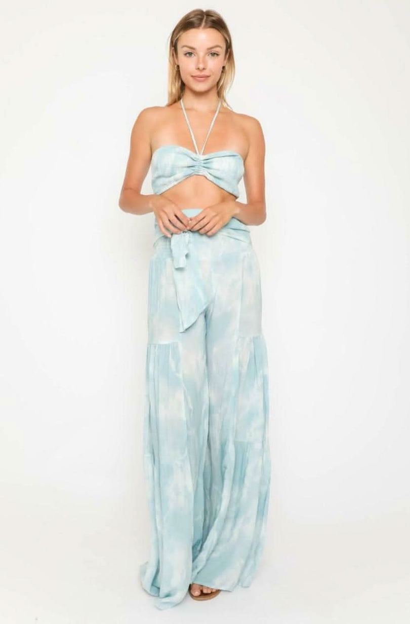 By the Shore Aqua Tie-Dye Print Two-Piece Jumpsuit -  BohoPink