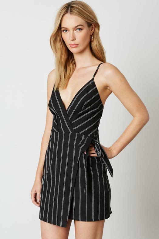 Black and White Striped Mini Dress