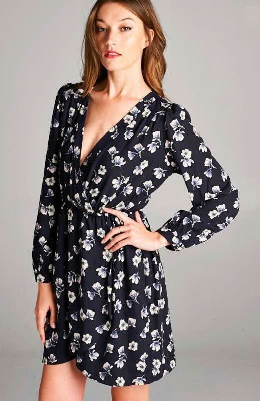 Sonoma Navy Floral Print Wrap Dress - L Sonoma Navy Floral Print Wrap Dress - L