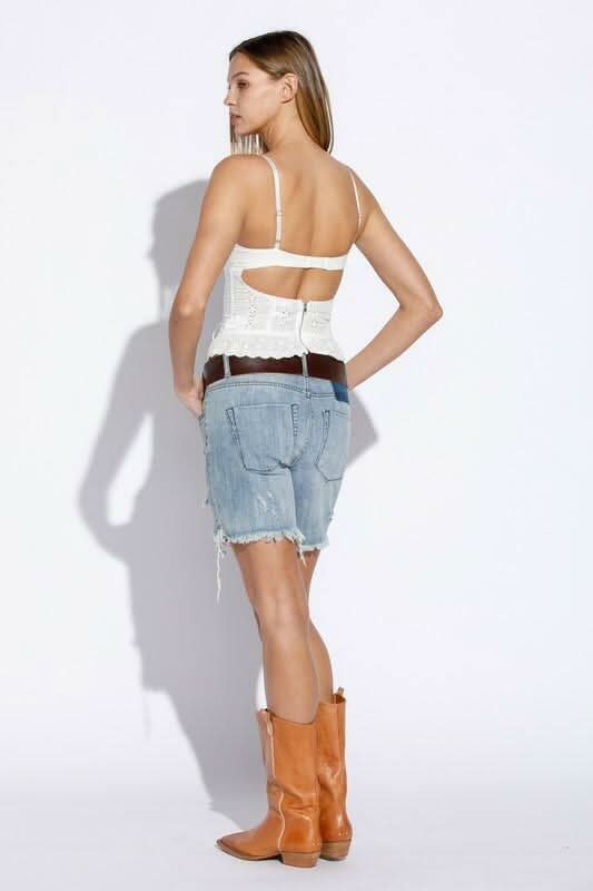 Hard to Ignore White Eyelet Corset Top -  BohoPink