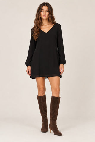You Never Know Black Long Sleeve Shift Dress - Fall Outfit View