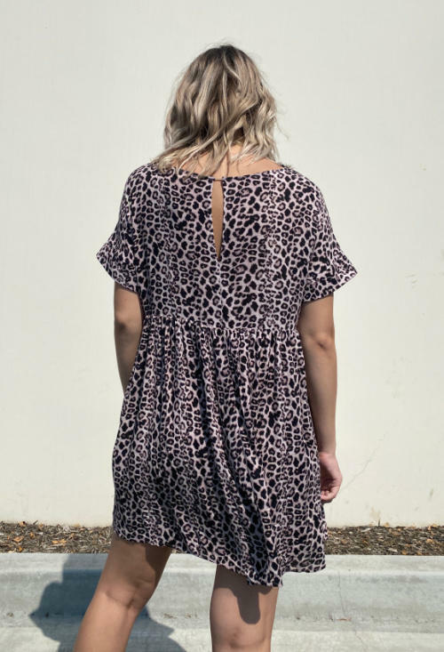 Corrie Leopard Print Romper Dress -  BohoPink
