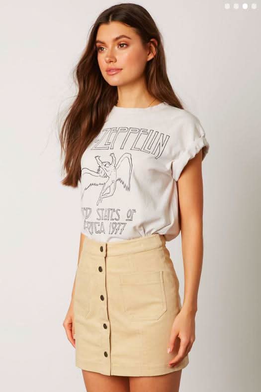 Corduroy Button-Up Mini Skirt 
