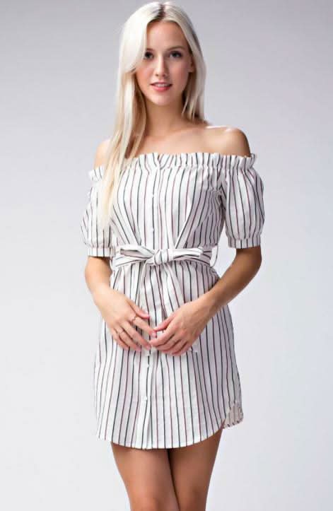Honey Punch Off-the-Shoulder Shirt Dress