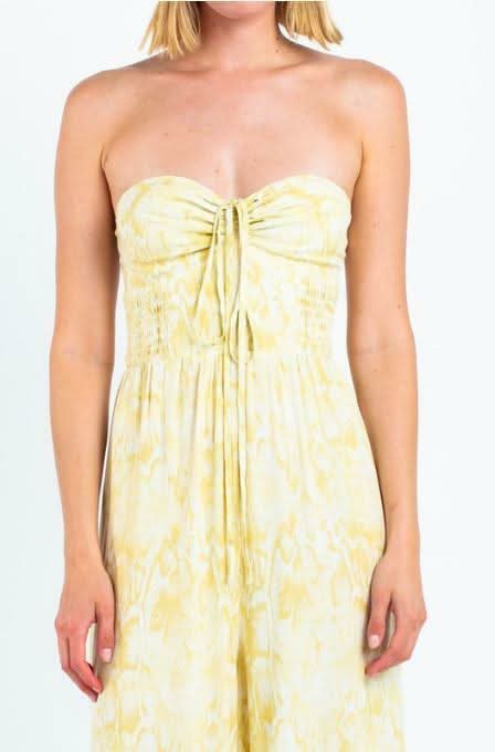 Snake Print Strapless Jumpsuit a tube jumpsuit with tapered legs