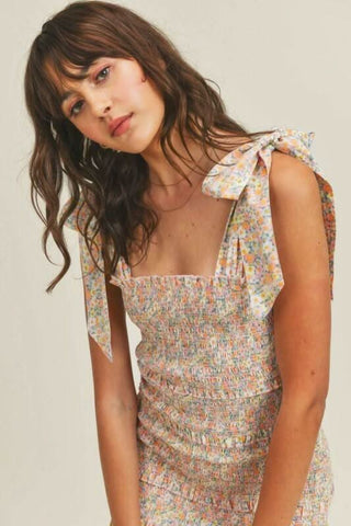 Brooke Pink Floral Print Dress detail view