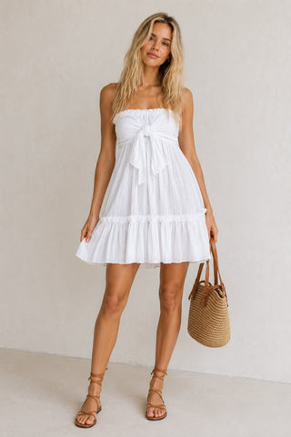 Canyon Sunset White Strapless Mini Dress - Babydoll Dress - Ourtfit View
