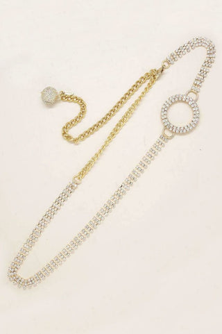 Crystal & Gold Circle Chain Belt