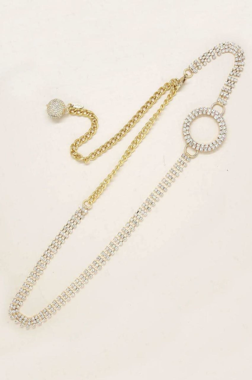 Crystal & Gold Circle Chain Belt
