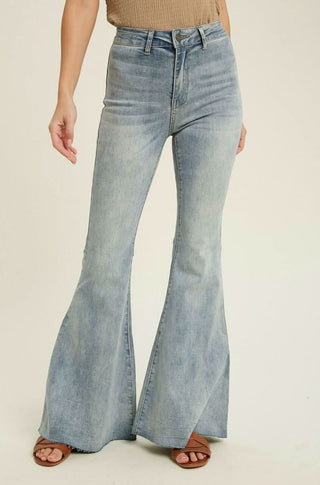 Reaching For The Stars Medium Wash High-Rise Flare Jeans - Front View