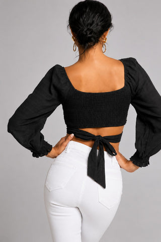 Lush Lauren Black Center Ring Crop Top - Back View