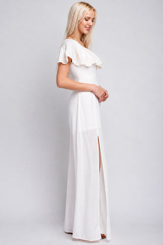 Peta One Shoulder Ruffle Maxi Dress - Side View
