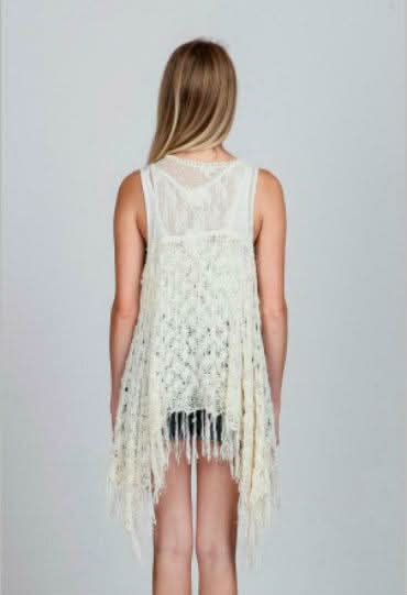 Cream Fringe Vest