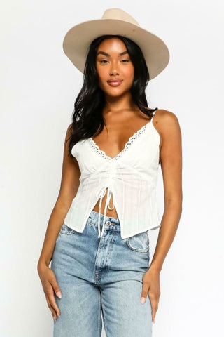 White Drawstring Crop Top 