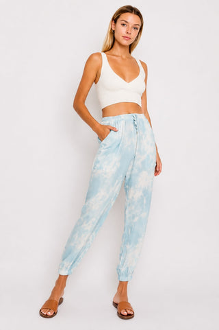 Alice Light Blue Tie-Dye Jogger Pants - Side Angle View