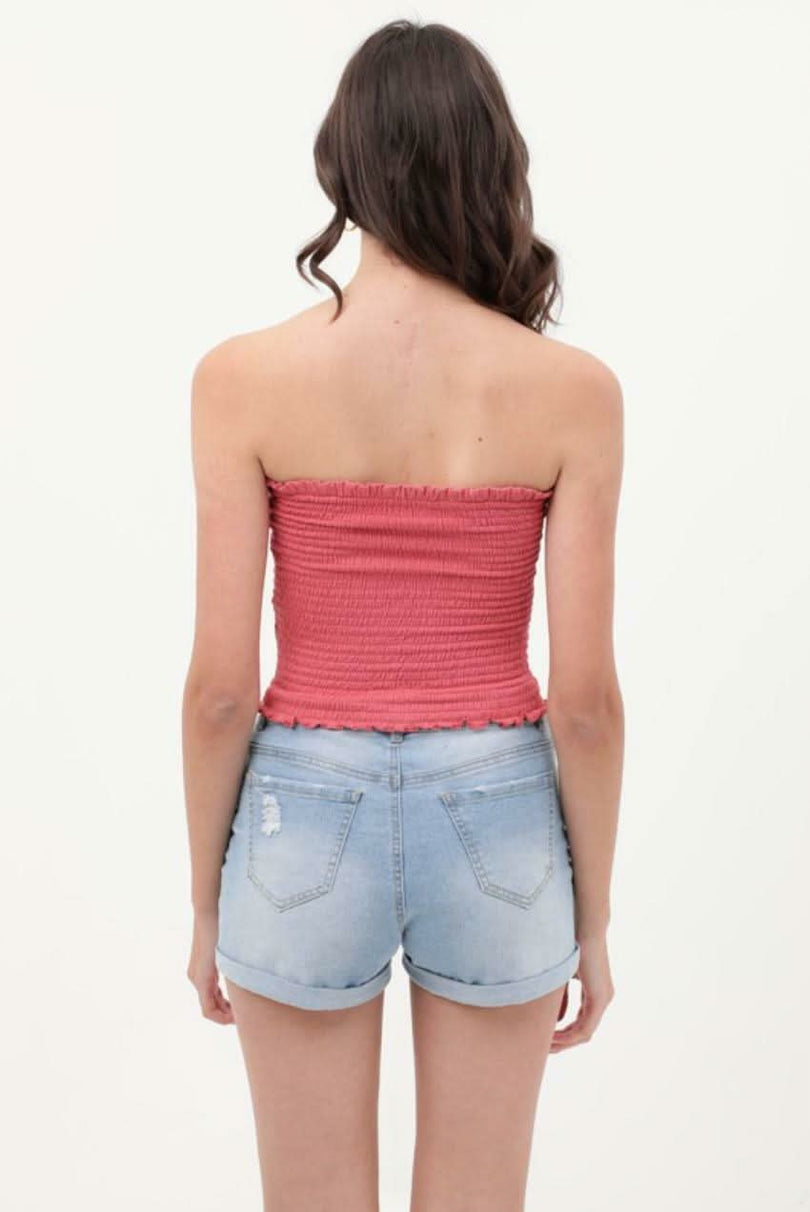 Kiss The Sun Pink Smocked Tube Top -  BohoPink