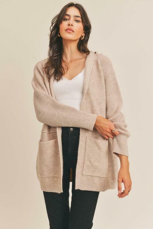 Taupe Hooded Cardigan