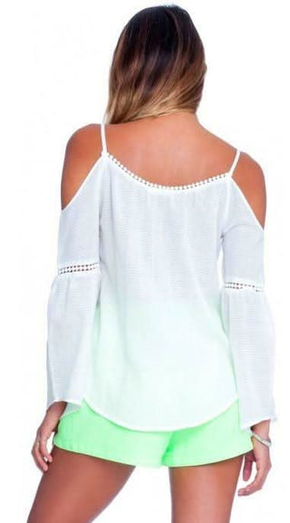 Long Sleeve Tops - Lush Follow The Leader Off White Cold-Shoulder Top - Back View