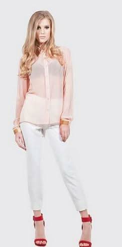 Ark & Co Future Ambition Blush Spiked Trim Blouse - Outfit View