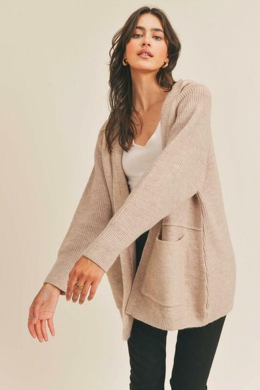 Taupe Hooded Cardigan