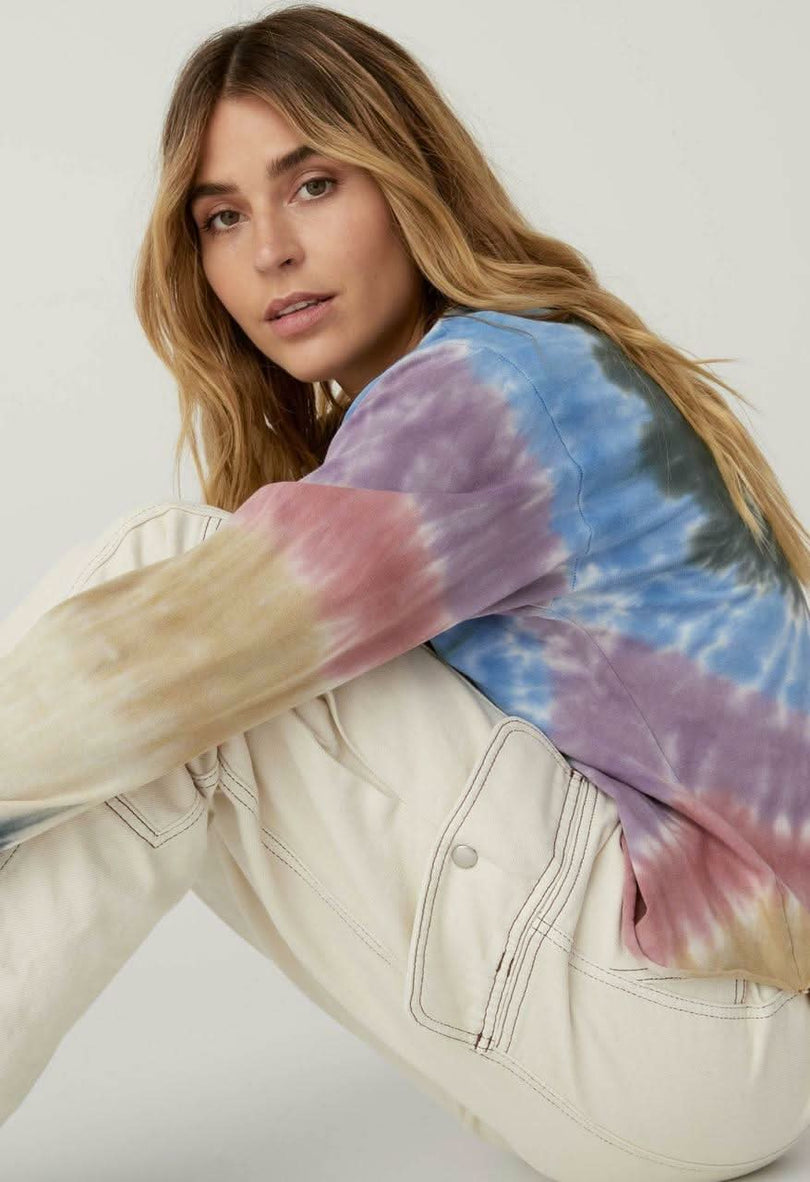 Autumn Tie Dye Long Sleeve Crop Top -  BohoPink