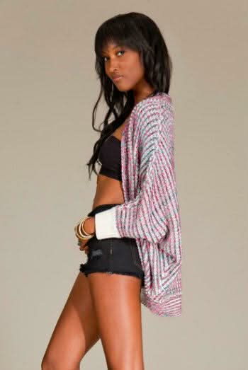 Pink Multi Print Cocoon Cardigan 