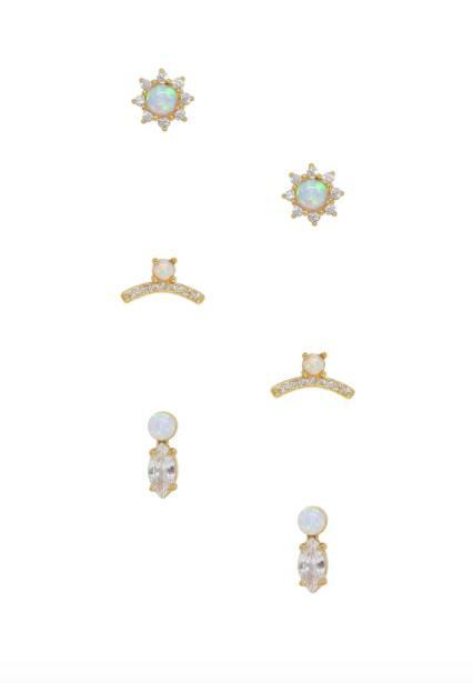 Opal and Crystal Earrings Set