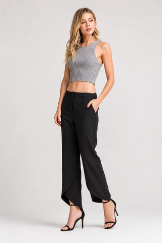 Prone To Perfection Black Pants, flared pants outfit with heels and a cropped tank