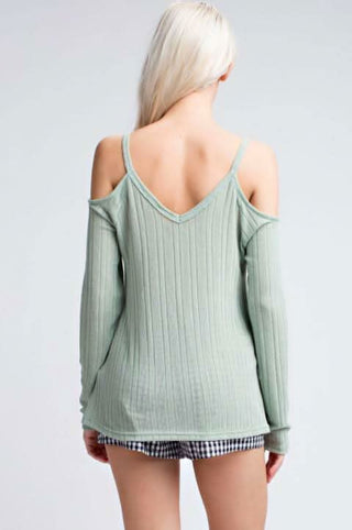 Back view of the So Perfect Sage Long Sleeve Top